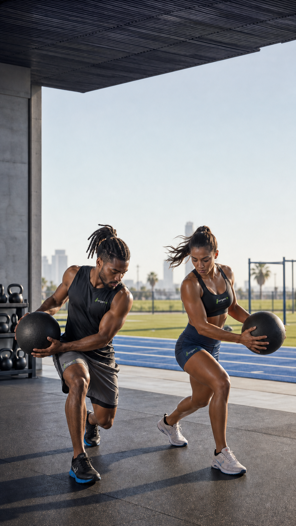Two athletes training together
